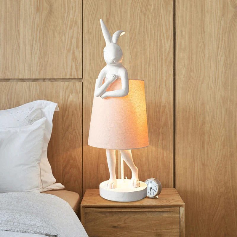 Nordic LED rabbit table lamp Designer resin rabbit desk lamp for study bedroom children's room reading led light bedside lamp