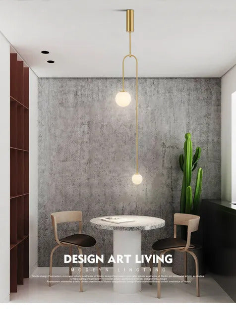 Nordic Iron geometric Line Pendant lamp Black Gold Iron U Line Chandelier