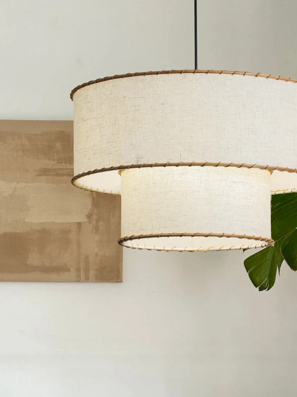 French Style Fabric Pendant Lamp Wabi Sabi Handmade Pendant Light
