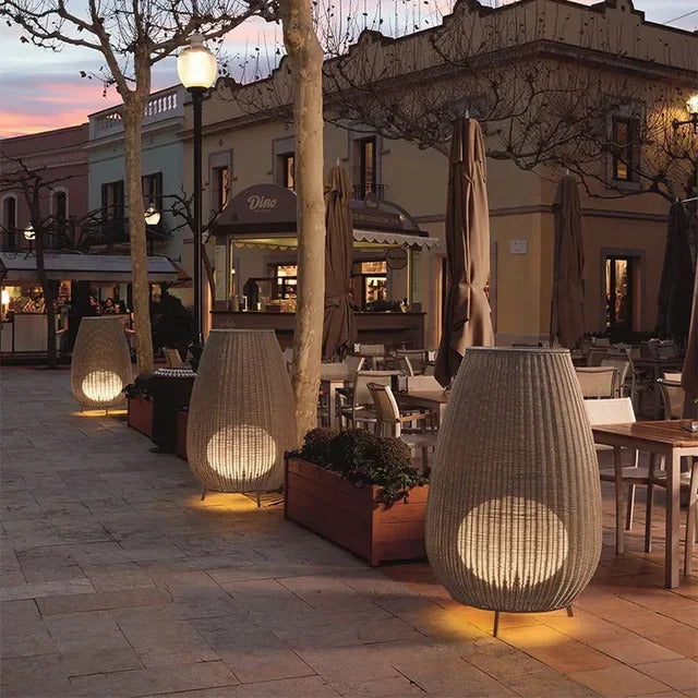 Natural handmade rattan floor lamp Japanese Outdoor waterproof Garden standing lamp