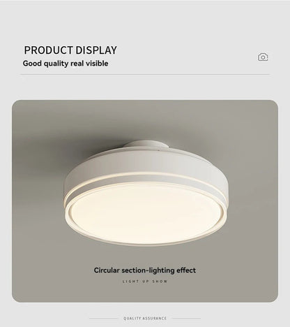 Modern Bladeless Ceiling Fans Round Flush Mount Fan Light