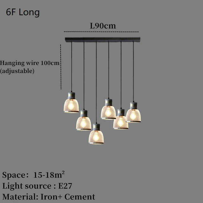 Industrial Concrete Pendant Light Home Decoration Chandelier Fixture Iron Shade Cement Hanging Lamp