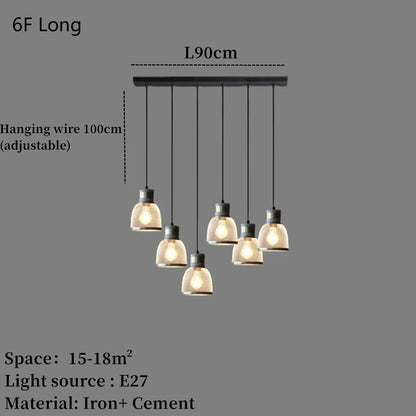 Industrial Concrete Pendant Light Home Decoration Chandelier Fixture Iron Shade Cement Hanging Lamp