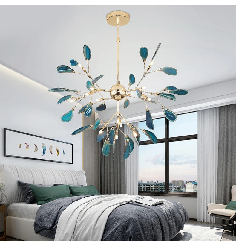 LED agate chandelier blue/green/purple/pink romantic chandelier