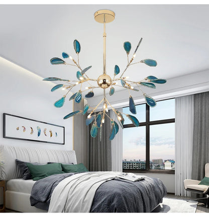 LED agate chandelier blue/green/purple/pink romantic chandelier