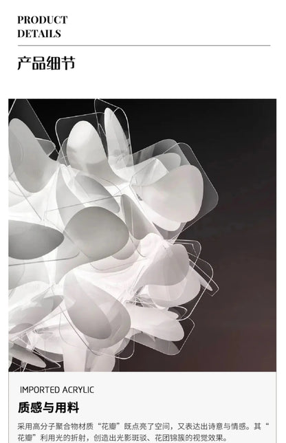 Italian Art Flower Petal Style Pendant light Nordic Clouds Led Chandelier