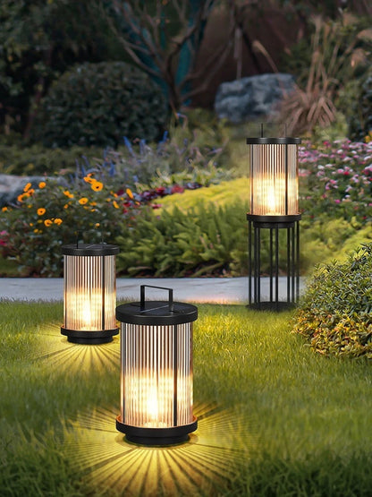 Modern Simple Clear Glass Landscape Lights Lantern Garden Solar Outdoor Light Courtyard Lawn Balcony Decoration Floor Lights