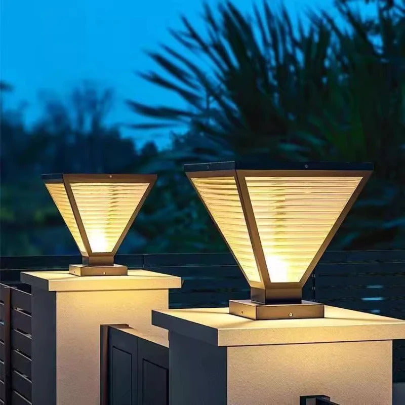 Outdoor Solar Tapered Pillar Lights Light Control Garden Light Sensor Outdoor Waterproof lamp