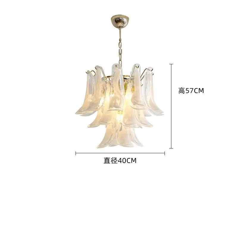White Petal Glass chandelier French branch shaped crystal pendant light