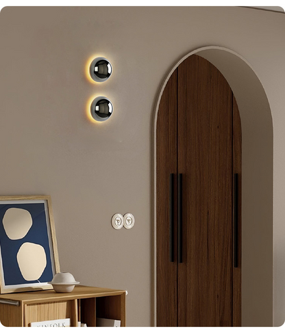 Minimalist Plated Silver Luxurious Wall Lamp Modern Simple Circular Lunar Eclipse sconce