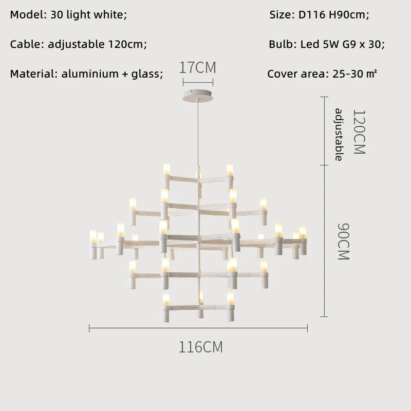 Crown Major Chandelier Nordic Tube Silver Chandelier Modern Led Luxury Chandelier