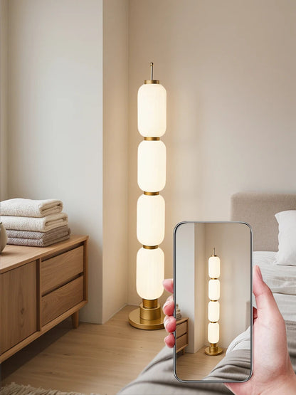 Modern Long Floor Lamp Nordic Minimalist Cream Lampshade Iron Base standing lights