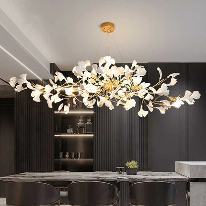 Luxury Ceramic Ginkgo Leaf Chandelier Gold Branches Chandelier