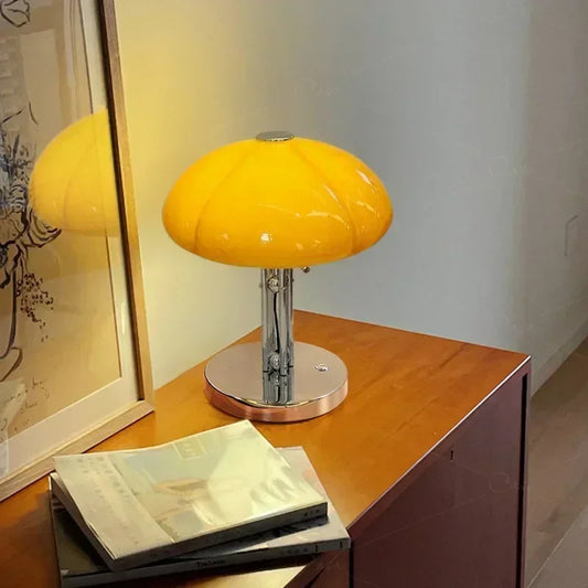 Mid century modern table lamps Creative mushroom table lamp Bedroom orange Bauhaus Light Retro Designer bedside reading lamps