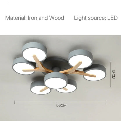 Modern Ceiling Lamp Bedroom Minimalist Wood Home Decor Lighting Fixtures