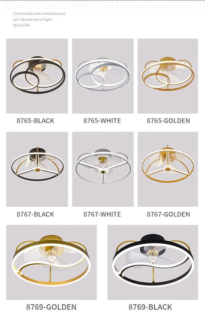 Modern simple LED Ceiling Fan Lamp with remote control Dining Room Bedroom Indoor lighting