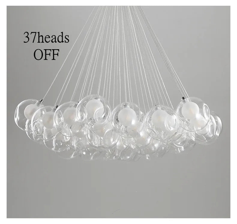 Nordic LED Bubble Lamp Chandelier Modern Clear Glass Ball Suspension Lamp