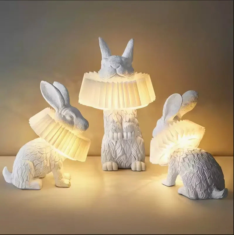 Nordic LED rabbit table lamp Designer resin rabbit desk lamp for study bedroom children's room reading led light bedside lamp
