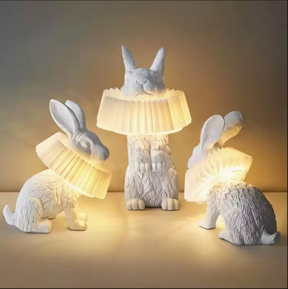 Nordic LED rabbit table lamp Designer resin rabbit desk lamp for study bedroom children's room reading led light bedside lamp