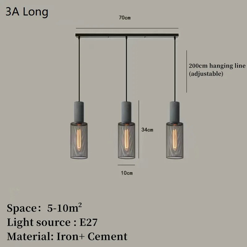 Industrial Concrete Pendant Light Home Decoration Chandelier Fixture Iron Shade Cement Hanging Lamp