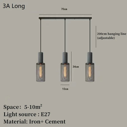 Industrial Concrete Pendant Light Home Decoration Chandelier Fixture Iron Shade Cement Hanging Lamp