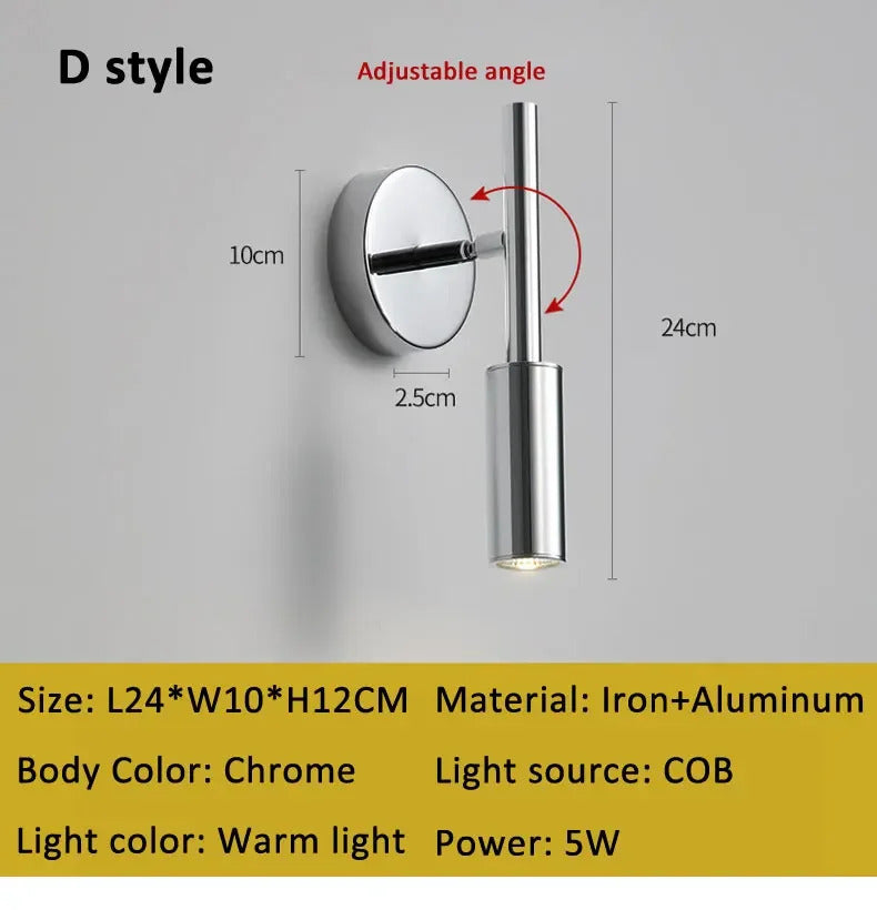 Modern Bauhaus silver small wall lamp Nordic simple bedroom bedside wall light