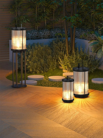 Modern Simple Clear Glass Landscape Lights Lantern Garden Solar Outdoor Light Courtyard Lawn Balcony Decoration Floor Lights
