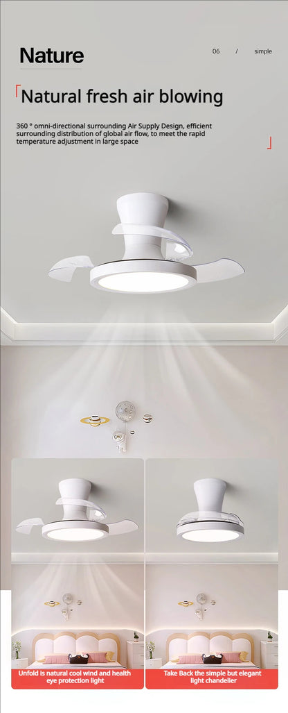 Children'S Room Invisible Fan Light Bedroom Quiet Ceiling Fan Light