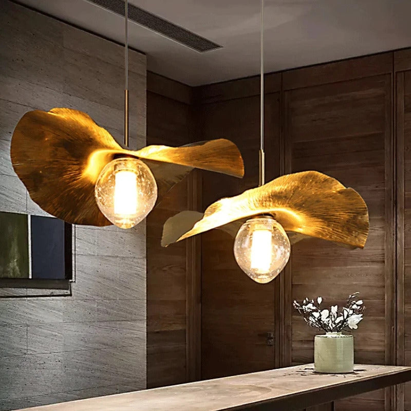 Lotus Leaf pendant light Hammered brass pendant lamp for living room dining room bedroom decoration kitchen light fixtures
