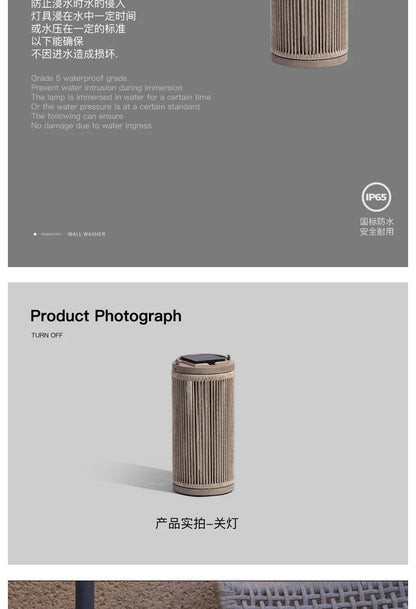 Outdoor waterproof lawn floor light Nordic rattan standing lamp Solar courtyard garden balcony