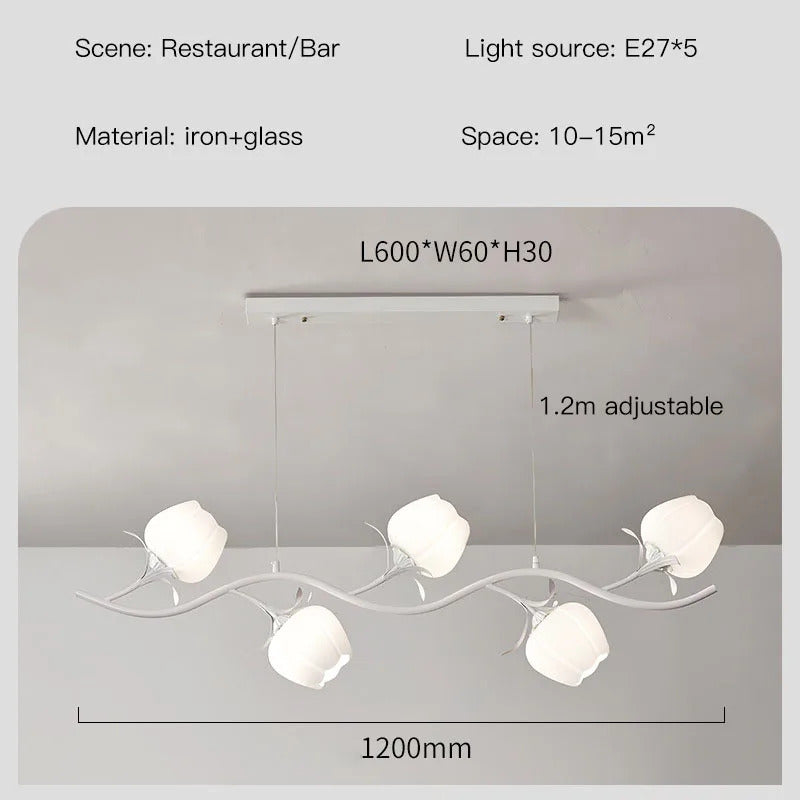 French Rural Flower Pendant Lamp Cream Style Green flower Chandelier