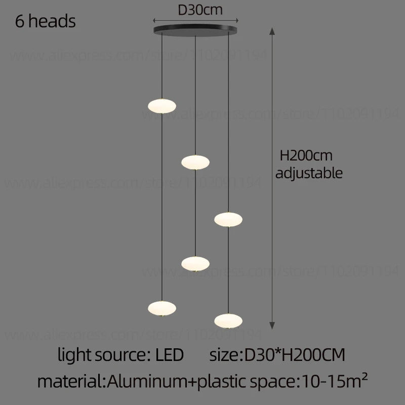 Modern villa Staircase Chandelier Nordic Oval String Ball Duplex Building LED pendant Light