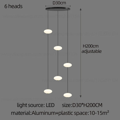 Modern villa Staircase Chandelier Nordic Oval String Ball Duplex Building LED pendant Light