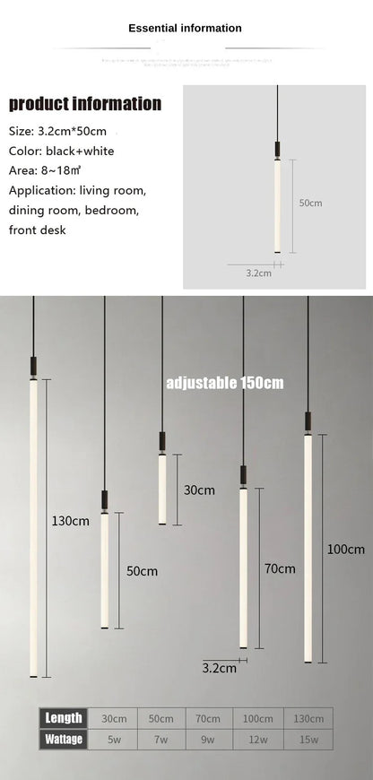 Nordic Staircase strip Pendant Light Modern Minimalist long line Villa Loft bedside Hanging Lamp