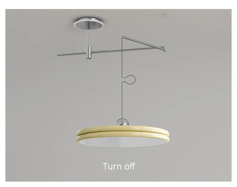 French Flying Saucer Pendant Light Creative Design Extendable Rotating Long Pole Lamp