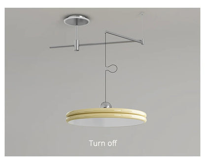 French Flying Saucer Pendant Light Creative Design Extendable Rotating Long Pole Lamp