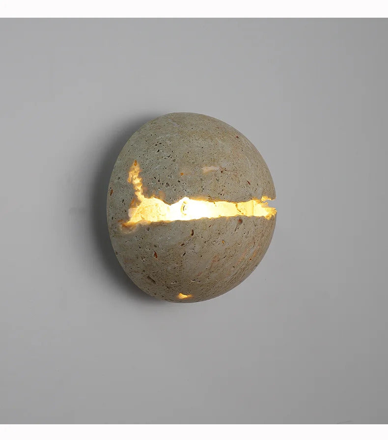 Natural Stone globe wall lamp Yellow cave stone Retro Art sconce Light