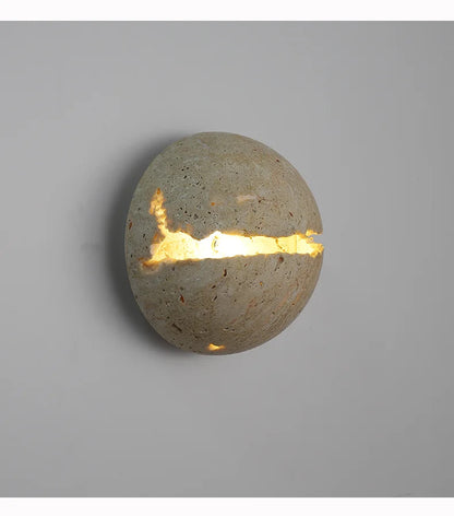 Natural Stone globe wall lamp Yellow cave stone Retro Art sconce Light