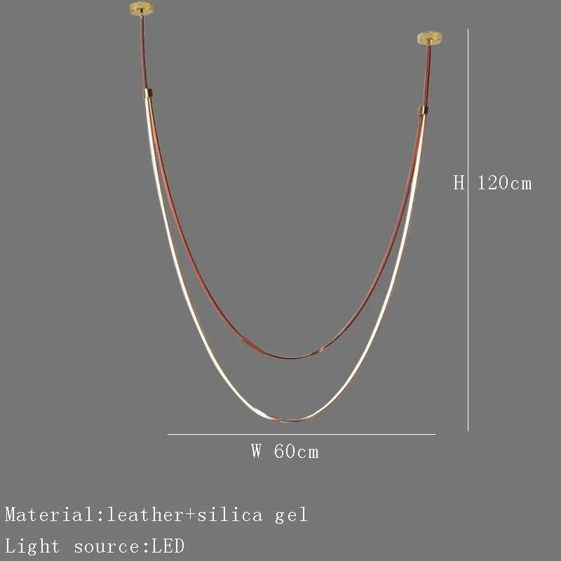 Nordic Leather Chandelier Designer Belt Pendant lamp for Living room Villa Hotel Duplex Building LED Staircase Hanging lamp