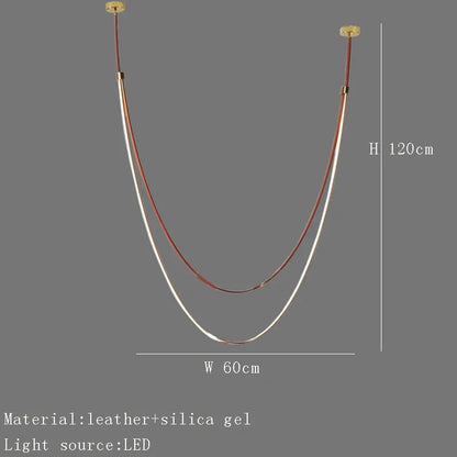 Nordic Leather Chandelier Designer Belt Pendant lamp for Living room Villa Hotel Duplex Building LED Staircase Hanging lamp