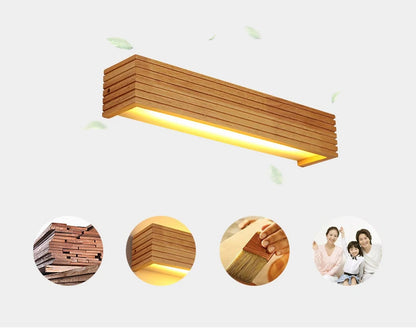 Modern Bathroom Mirror Wall Lamps Nordic Solid Wooden Linear LED Sconce light