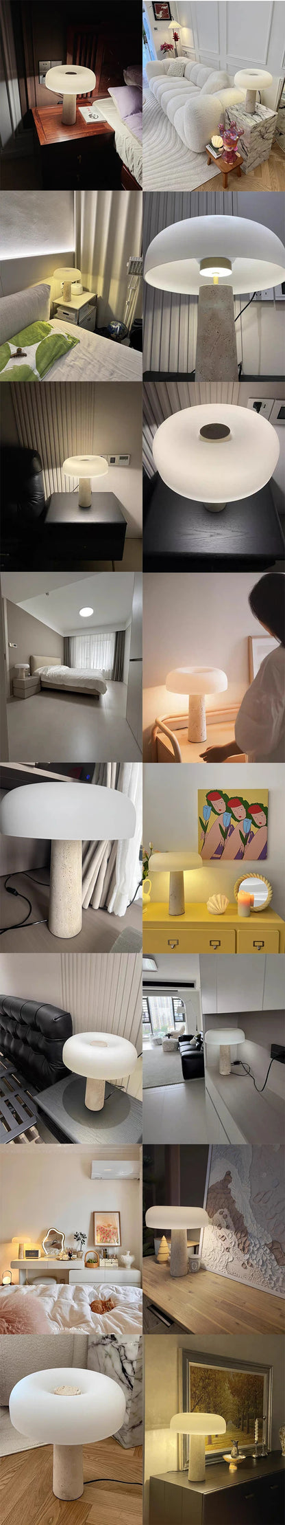 Modern Travertine Table Lamp Natural Stone LED Desk Lamp Indoor Decor Lighting Bedroom Living Room Study Matte Glass Lampshade