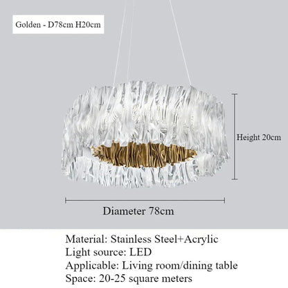 Accordéon Suspension pendant light LED pleated acrylic chandelier