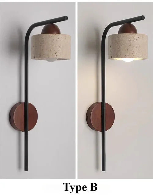 Natural cave Stone Wall Light Medieval Bedside cement Sconce lamp LED Lighting