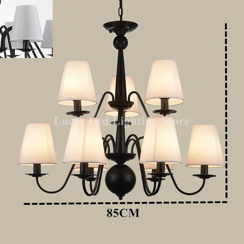Ameican Black Rustic Chandelier Hotel Salon Hanging Lamp