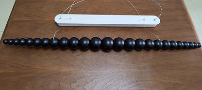 Wooden Beads Long Linear LED Pendant Lights Wabi Sabi wood walnut wood Hanging chandeliers