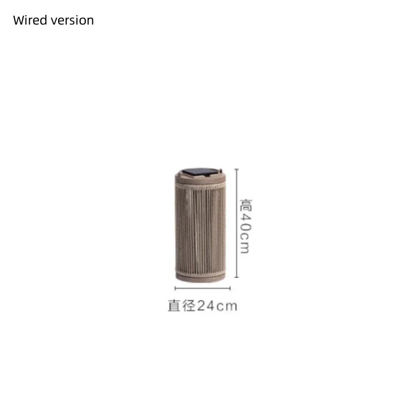 Outdoor waterproof lawn floor light Nordic rattan standing lamp Solar courtyard garden balcony