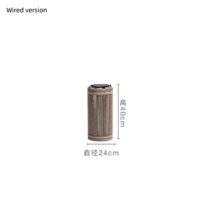 Outdoor waterproof lawn floor light Nordic rattan standing lamp Solar courtyard garden balcony