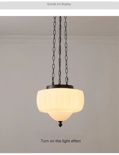 French Medieval Glass Pendant Lamp Milk White Glass LED Pendant Light