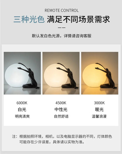 Nordic Art Floor Lamp Abstract Humanoid Holding Ball Vertical Light for Living Room Bedroom Creative Sculpture Decor Desk Lamps